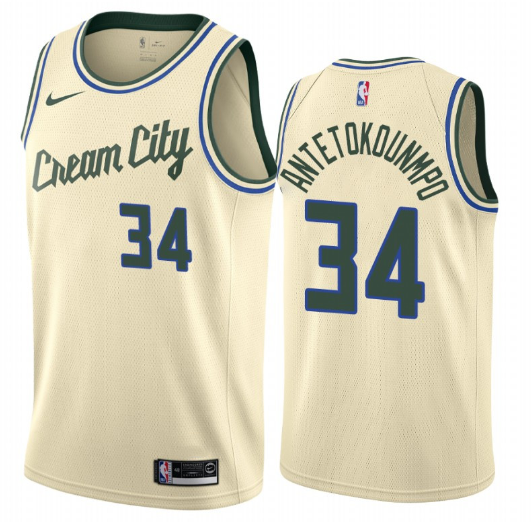 2020 Men Milwaukee Bucks 34 Antetokounmp cream city edition NBA Nike Jerseys